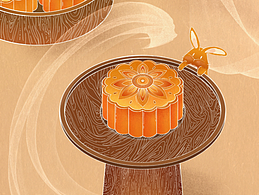 中秋月饼国潮插画练习