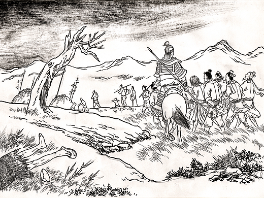 一组三国题材传统线描连环画选页