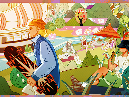 LIZIZAI潮流插画商业综合体系列《乐园1》