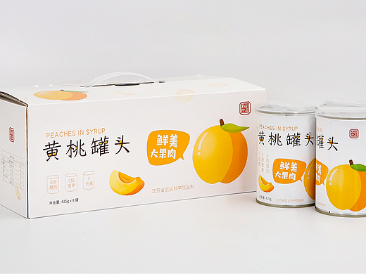 农科院黄桃水果罐头包装设计罐头贴纸海鲜罐头设计