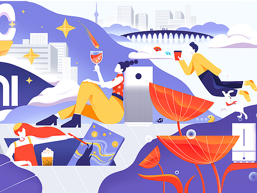 插画涂鸦墙 | Z时代青年与智能家电
