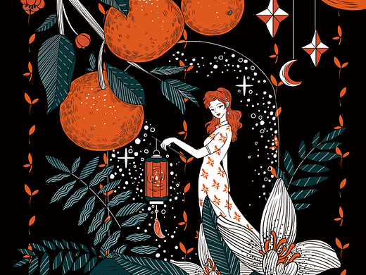 香水包装插画 ·迷夜橙花