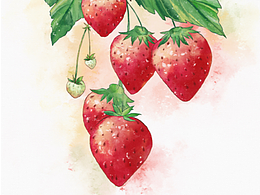 水彩草莓
