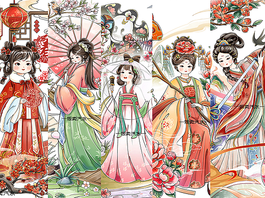 原创古风插画十二花神系列上