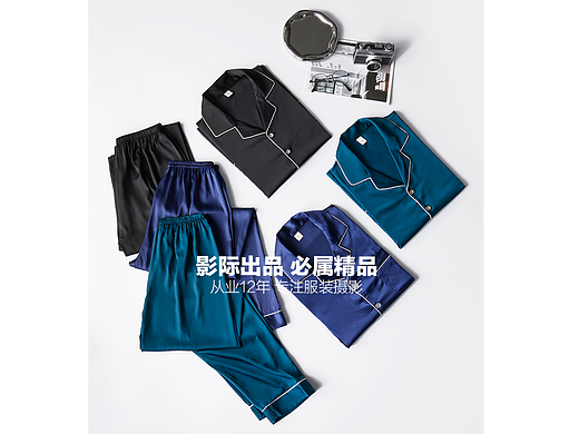 男装真丝睡衣 丝滑有质感拍摄 平铺