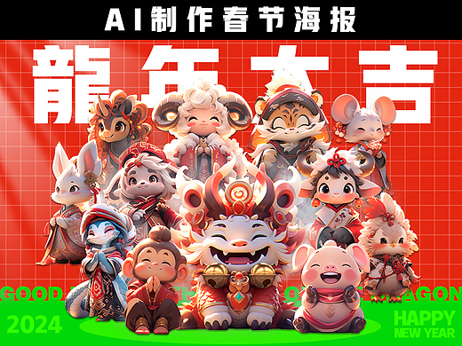 用AI做春节海报，一步到位！（龙年大吉）