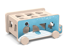 儿童木质形状拖拉车手绘图