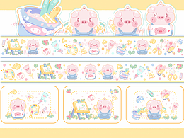 面包小熊、咖啡小熊，小畫豬，躺平豬貼紙（四組）