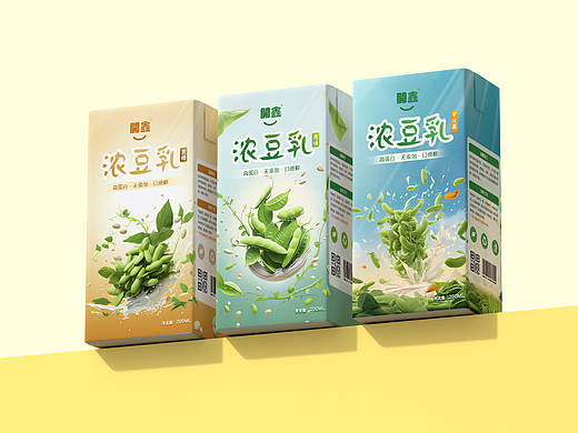 開鑫浓豆乳包装设计丨绿乳交融