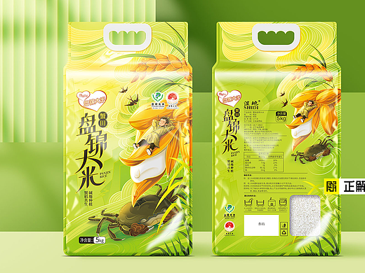 蟹田盘锦大米包装设计,大米包装袋设计，包装设计公司