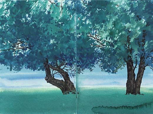 水彩風景——一個小本本的故事(國慶假期里的風景)