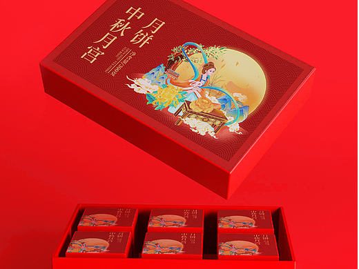 中秋月宫-月饼插画