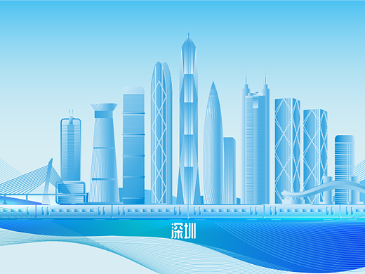 深圳地标建筑城市剪影 ai矢量素材
