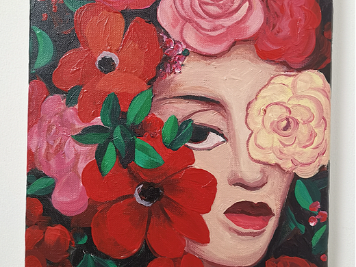 手绘丙稀歌名插画《女人花》