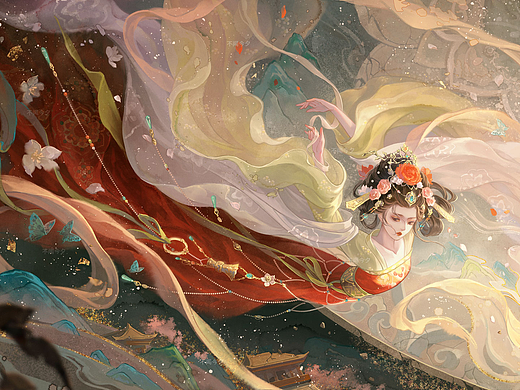 古风插画《杨玉环：驿上梨花白》