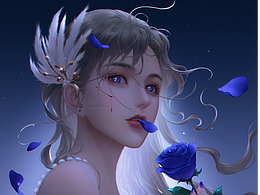 現(xiàn)代女頭像，捏著玫瑰的女鵝