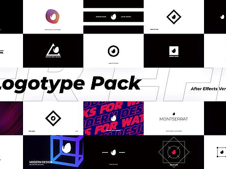 AE模板 | 简洁黑白抽象标识包演绎图形LOGO动画开场