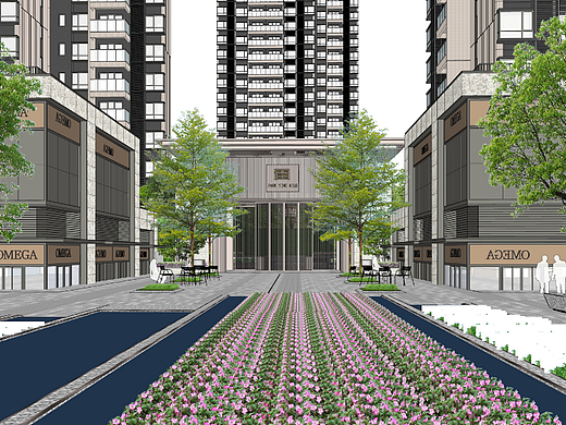 华润公园九里大区景观SU模型下载