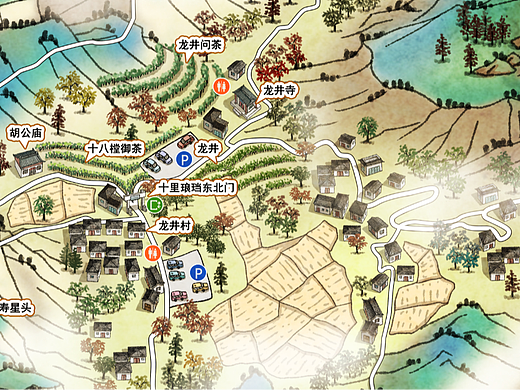 手绘中国风旅游地图（四）