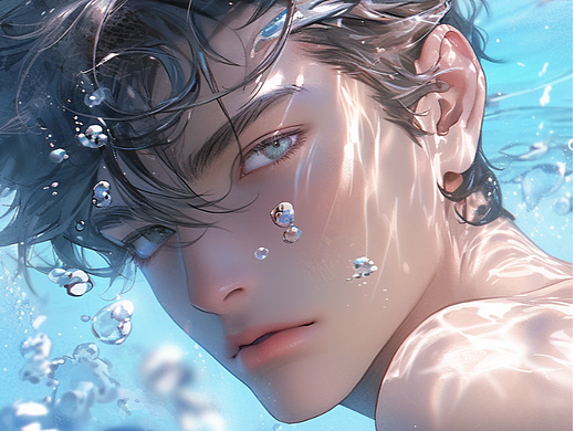 商业插画,写实插画,海报插画,封面插画-蓝色幻想