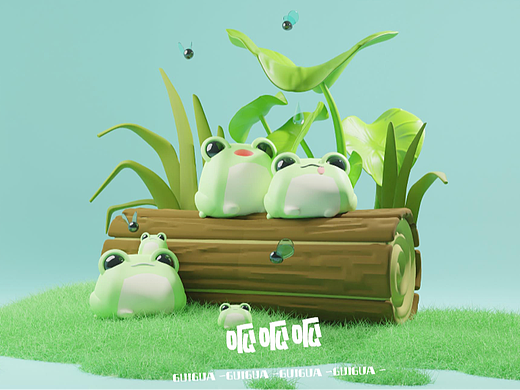 blender练习-荷塘呱呱