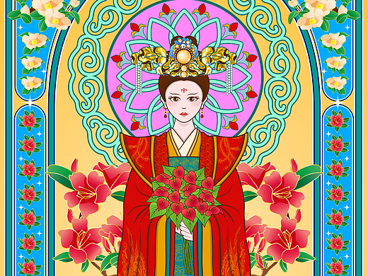 穆夏风人物插画 || 矢量插画 