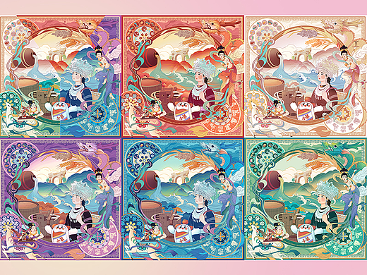 文创丝巾插画图案