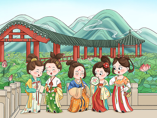 唐代古风绘本-儿童插画