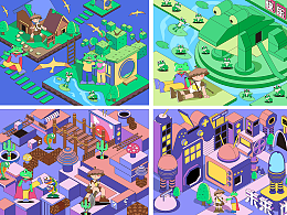 扁平风＋2.5d插画