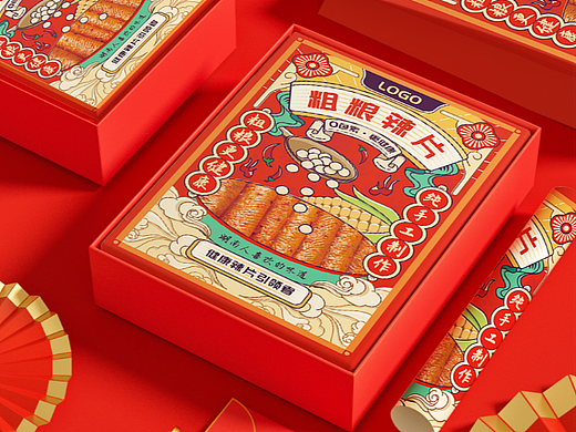 复古港风国潮风粗粮辣片包装
