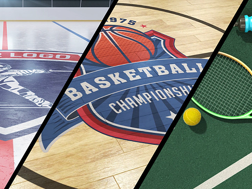 AE模板 | 高清版3D 冰球场、篮球和网球场场景运动包