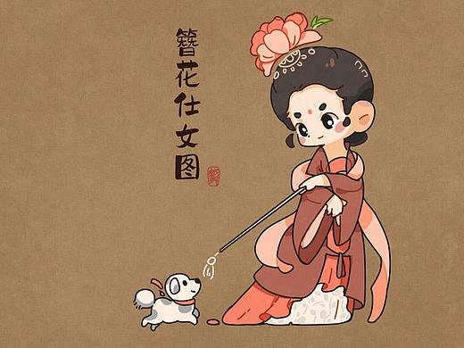 Q版簪花仕女图之古画也超可以可爱
