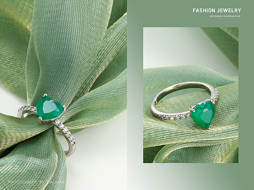 电商珠宝摄影 首饰摄影 戒指拍摄 绿宝石戒指 钻石戒指