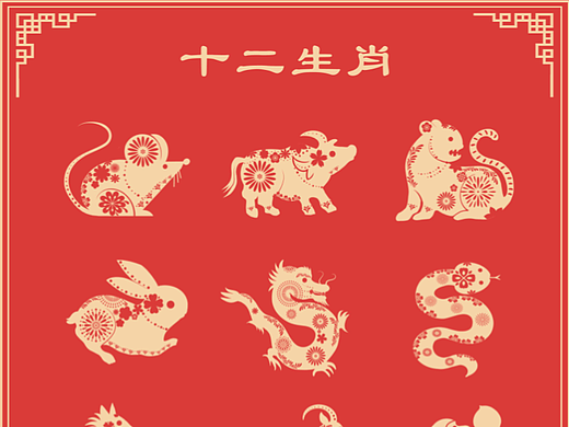 民俗剪纸｜十二生肖属相图