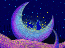 線圈插畫星空兔