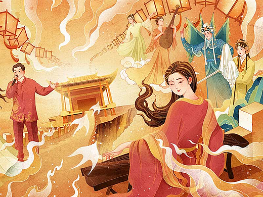 抖音大美中国、云上舞台插画项目