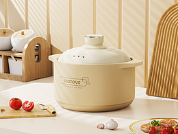 一組米白色和墨綠色調(diào)的砂鍋渲染效果圖