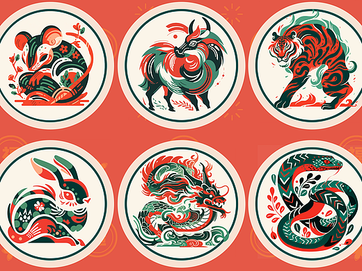 国潮十二生肖贺新春｜生肖插画