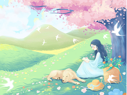 原创场景插画-户外出行场景插画