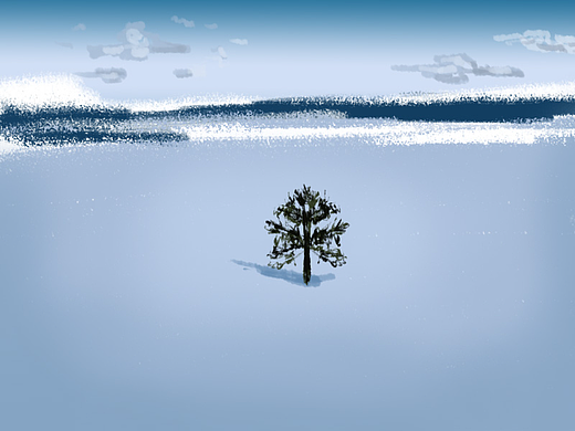 【质感插画打卡挑战】第12幅-静谧雪景-15min