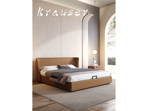Krauser 效果图表现-意式极简真皮软床
