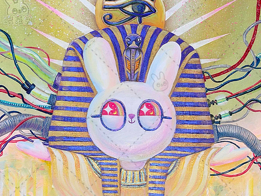 眼袋兔 | 潮流艺术 原创油画《法老兔》