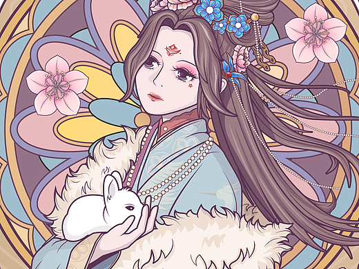 穆夏 | 冬日古风女子插画 | 潮流插画