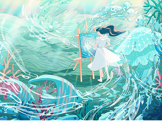 茶π美好世界 | 心海（個人主頁-ZNjU0MDIzODg=） - 商業(yè)插畫 - 站酷設(shè)計師易安野原創(chuàng)素材 - 站酷ZCOOL