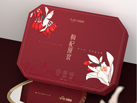 枸杞原浆新中式高端礼盒包装设计
