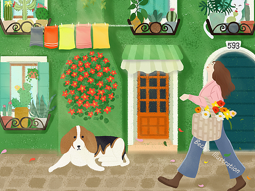 提着花篮的女孩