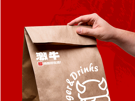 激牛汉堡一份中国梦的美式汉堡 （餐饮类视觉VI设计）