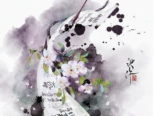 ipad仿水彩非遗系列插画|中国书法