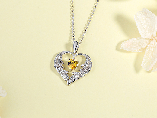 黄色锆石羽毛项链主图A+