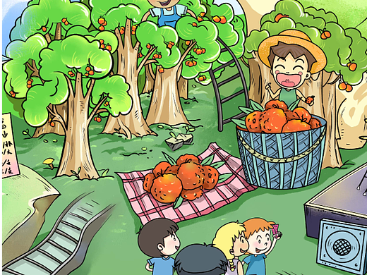 公园长卷手绘作品